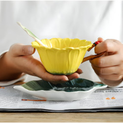 Porcelain Mug with Saucer & Spoon